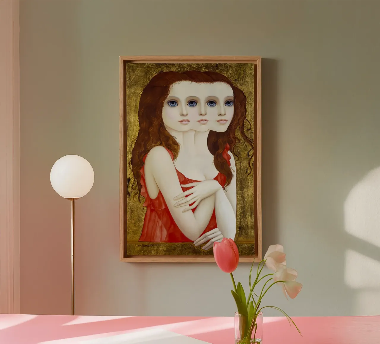 Keane donna complicata tela con Cornice a cassetta da Chartompshop
