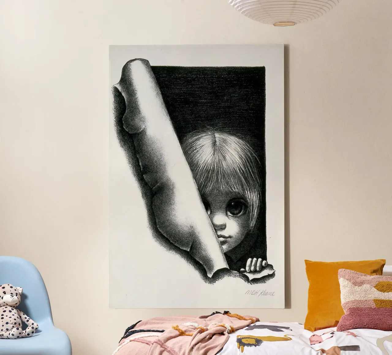 Keane doorbraak canvas met Baklijst van Chartompshop