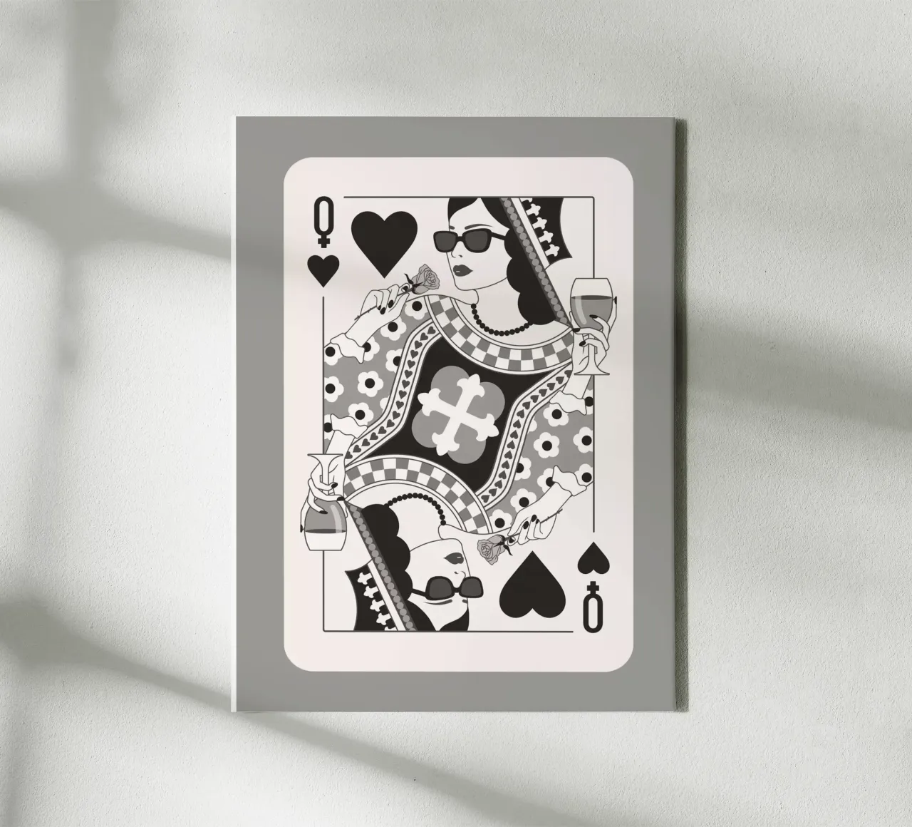 Hartenkoningin - Zwart-wit canvas met Baklijst van Asha Designs