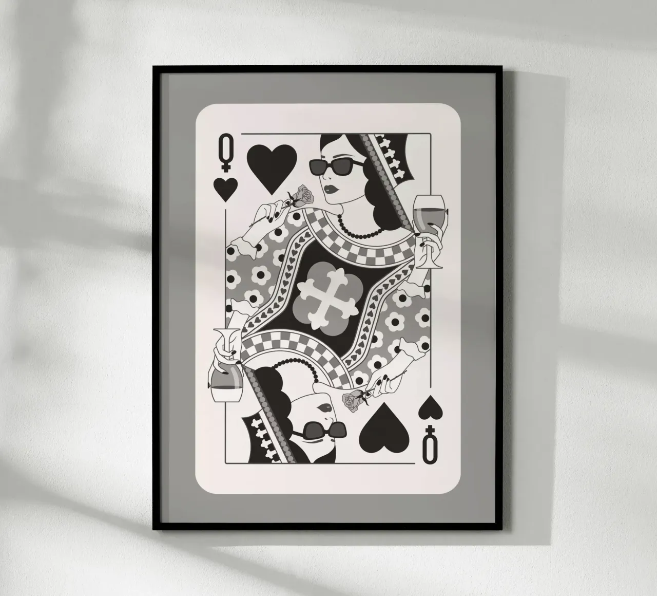 Reine de cœur - Noir et blanc hahnemühle de Asha Designs