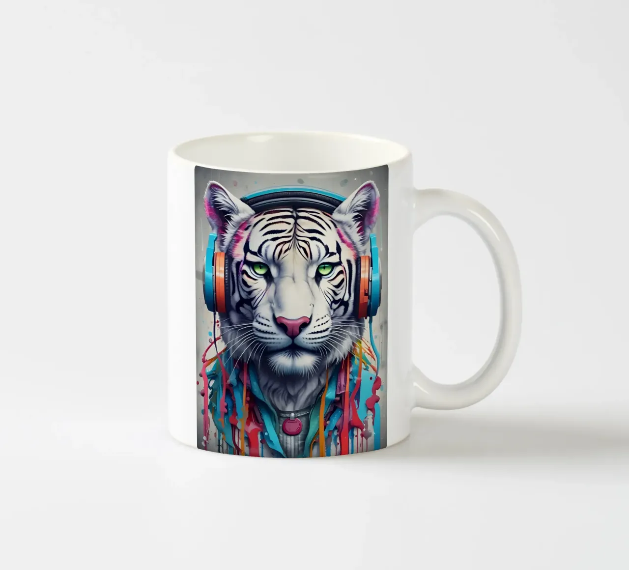 Tigre con cuffie tazza in ceramica da MakArena