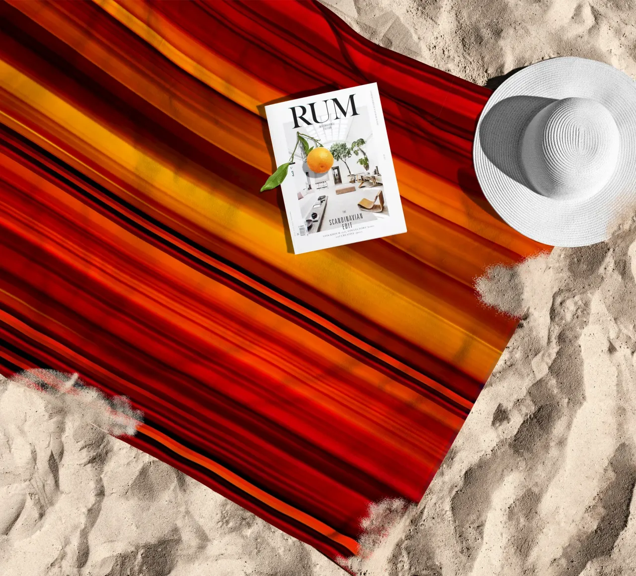 Strisce calde astratte telo mare da Atteloi