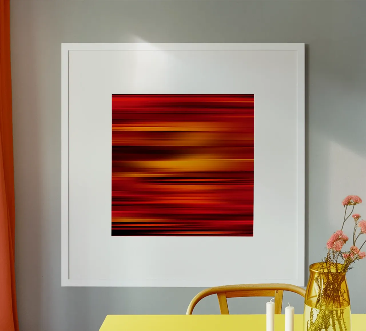 Strisce calde astratte poster con telaio in legno da Atteloi