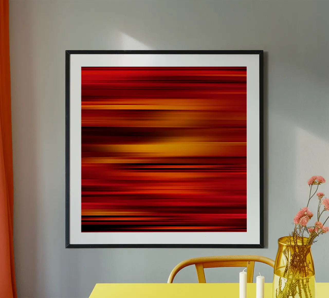 Strisce calde astratte poster con telaio in legno da Atteloi