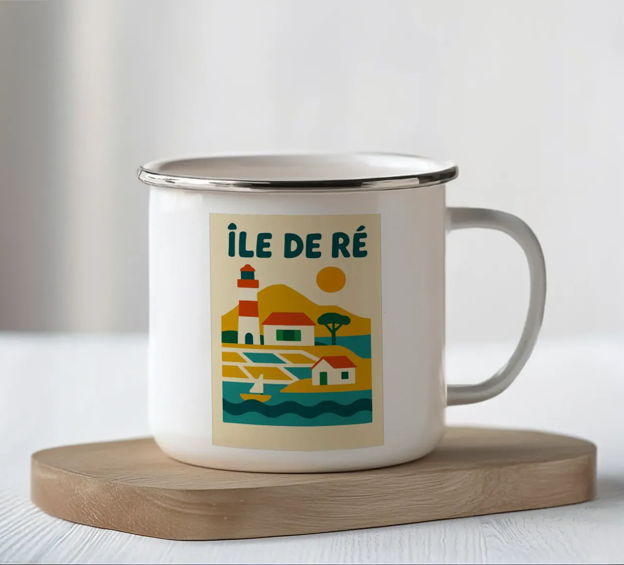 Poster Île de Ré - Poster retrò tazza in smalto da JETLAG | affiches voyage