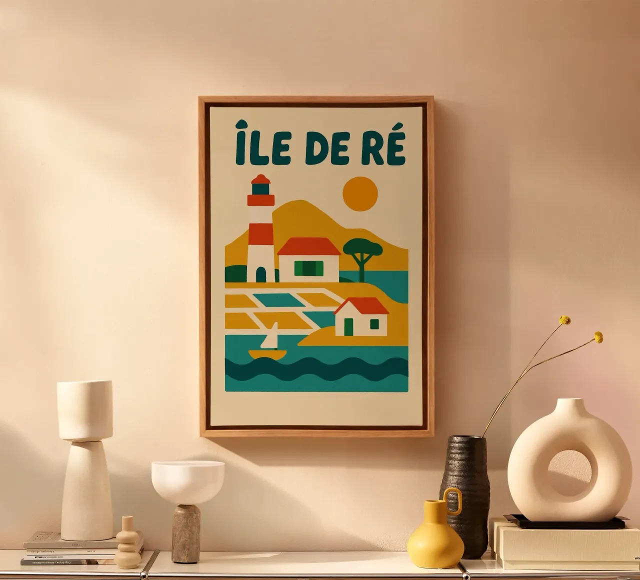 Poster Île de Ré - Poster retrò tela con Cornice a cassetta da JETLAG | affiches voyage