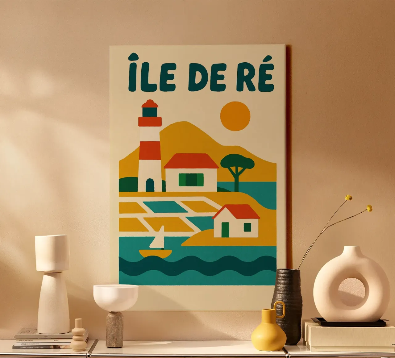 Poster Île de Ré - Poster retrò tela con Cornice a cassetta da JETLAG | affiches voyage