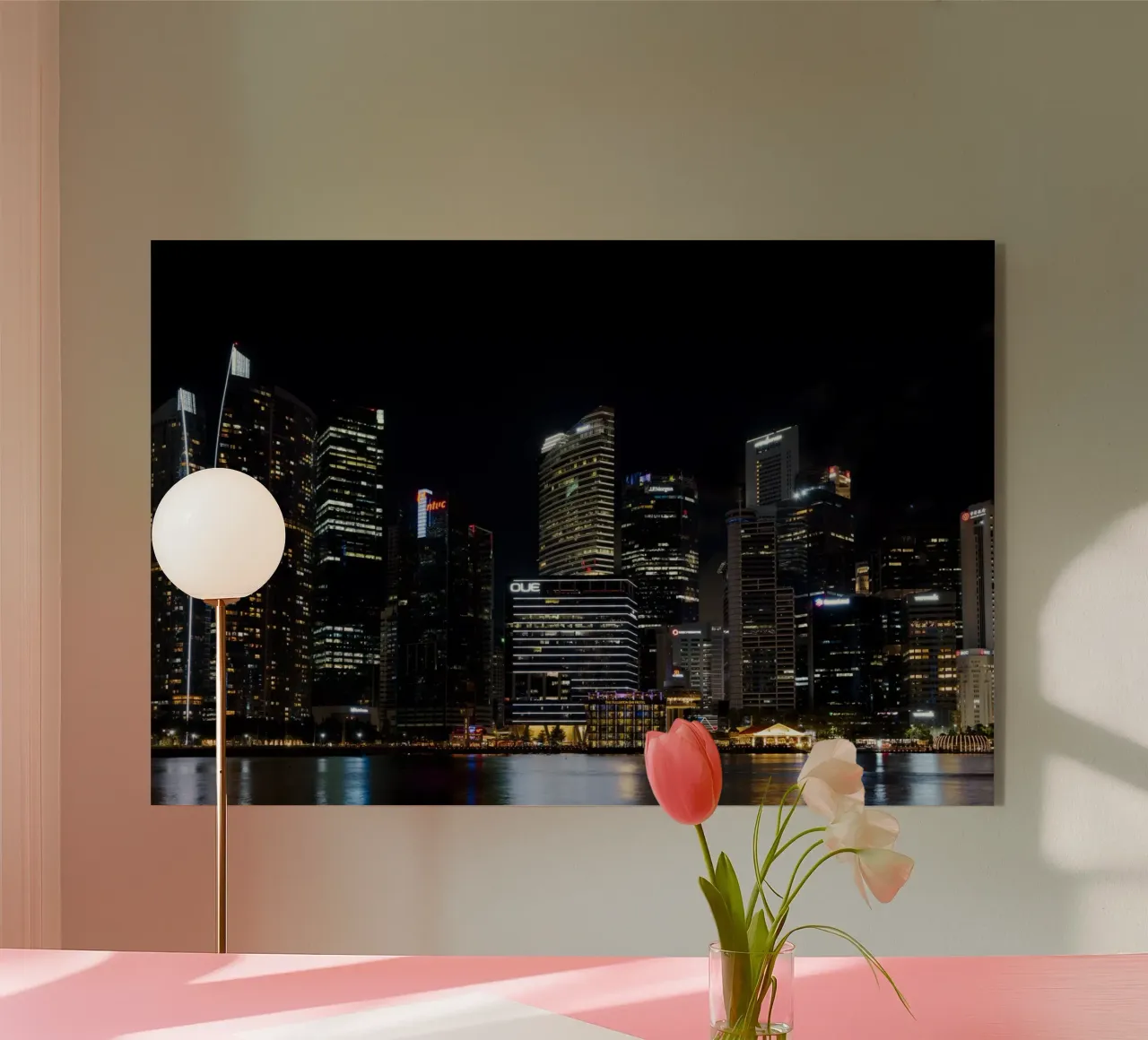 Skyline di Singapur di notte plexiglass da thetraveller