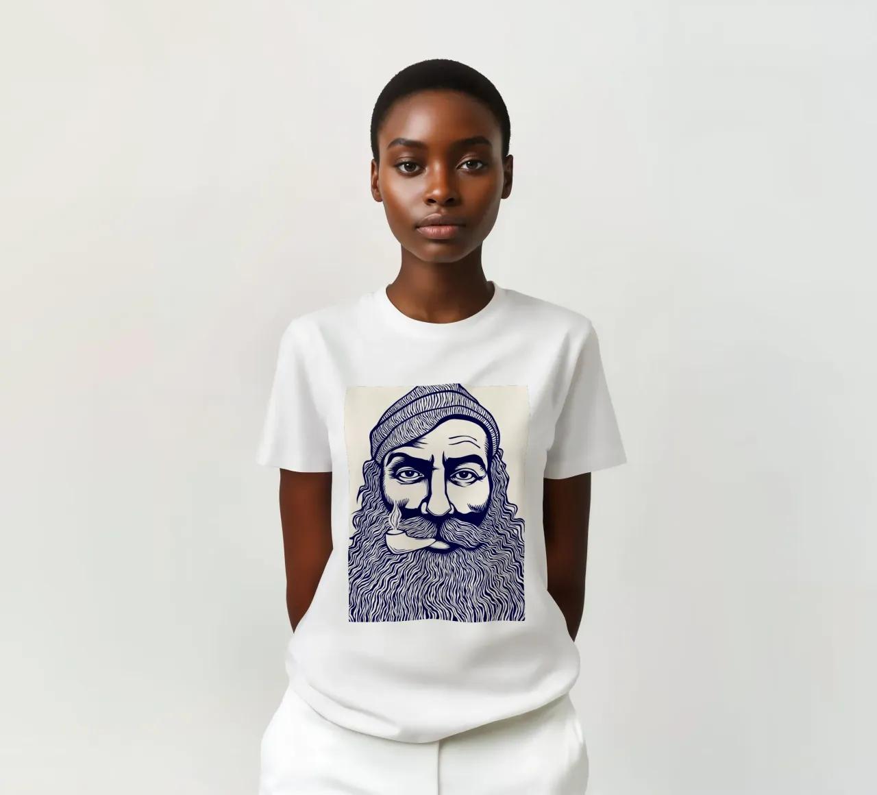 Captain Linocut Print t-shirt da Indigo Rain