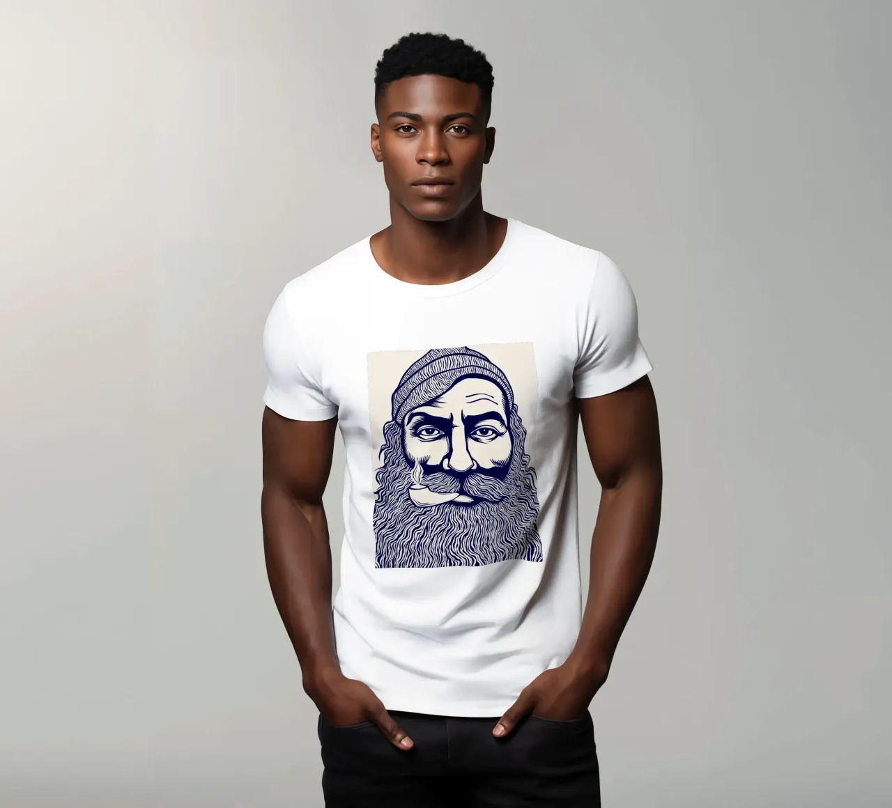 Captain Linocut Print t-shirt da Indigo Rain