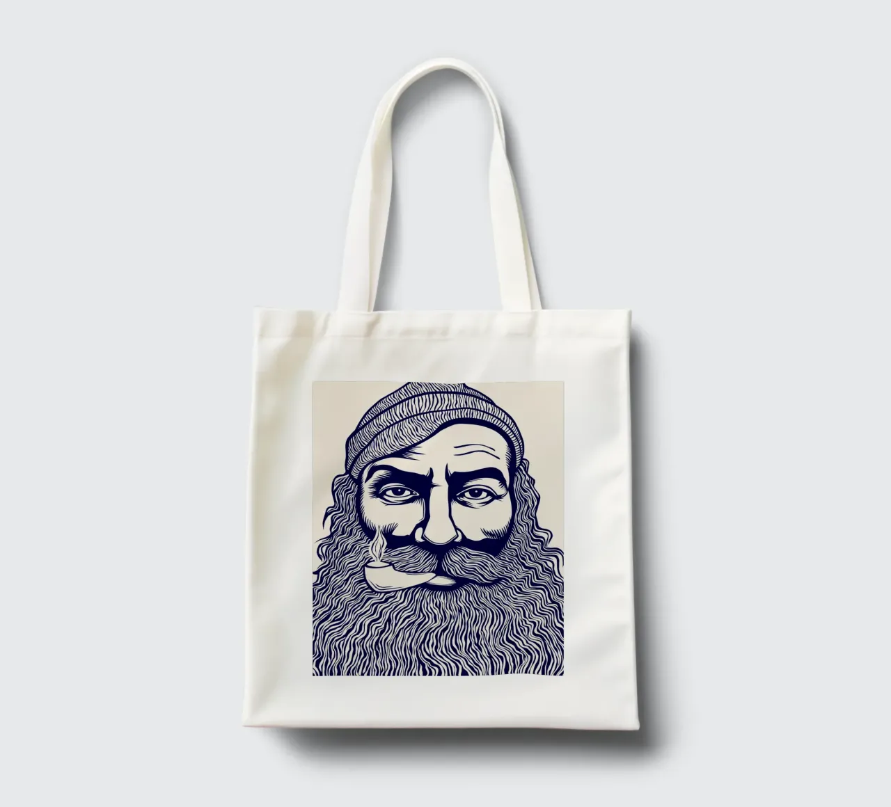 Captain Linocut Print borsa in juta da Indigo Rain
