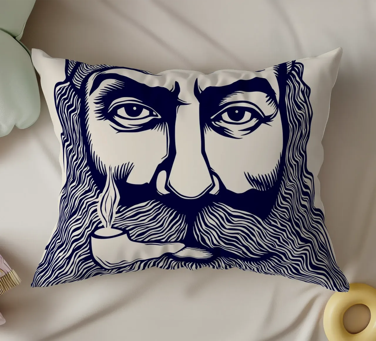Captain Linocut Print cuscino da Indigo Rain