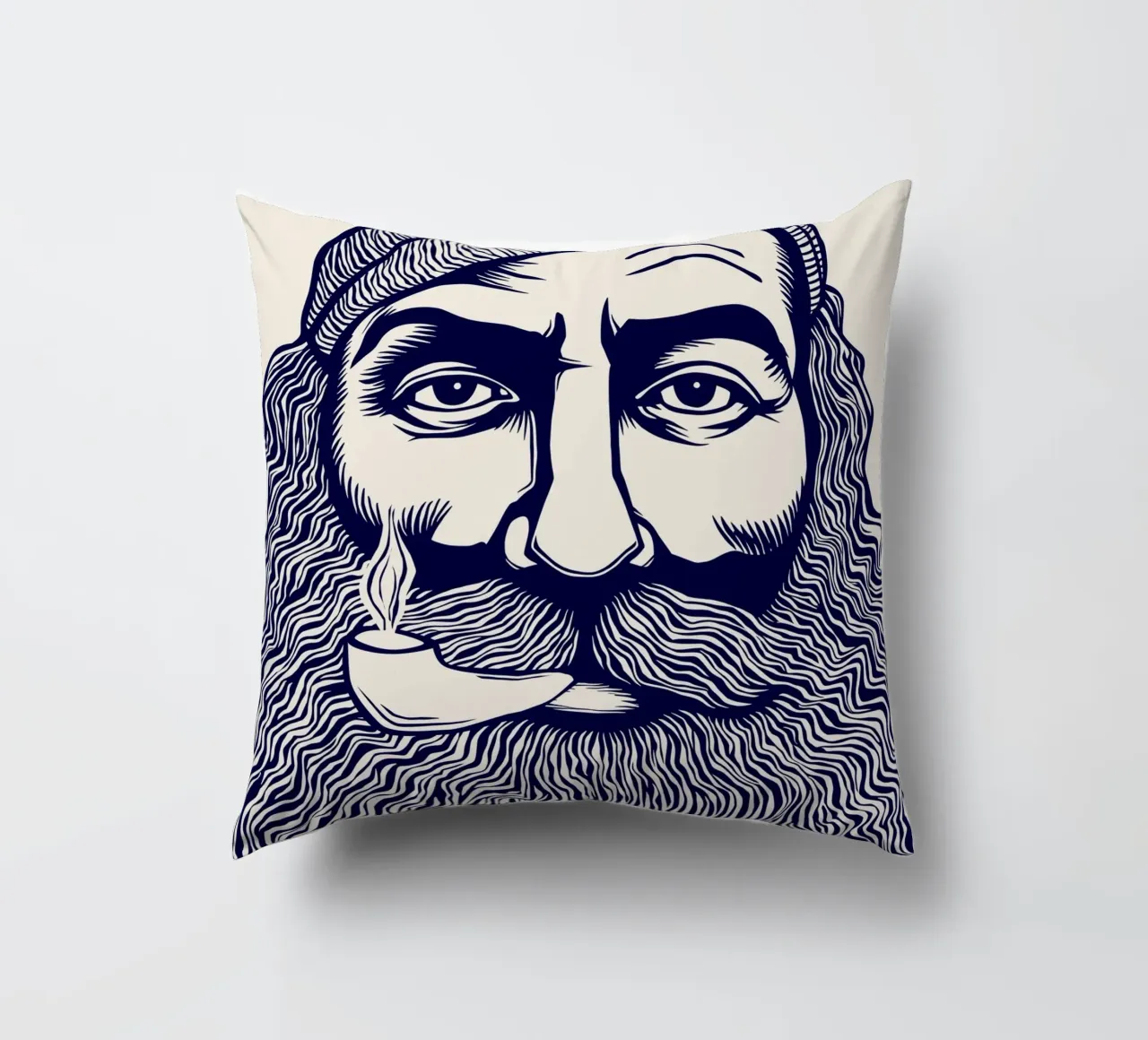 Captain Linocut Print cuscino da Indigo Rain