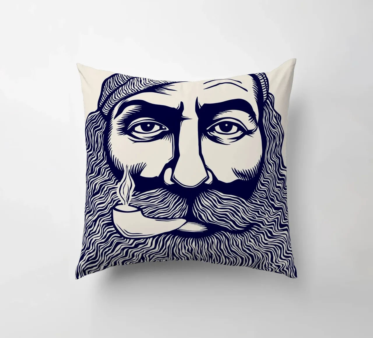 Captain Linocut Print cuscino da Indigo Rain