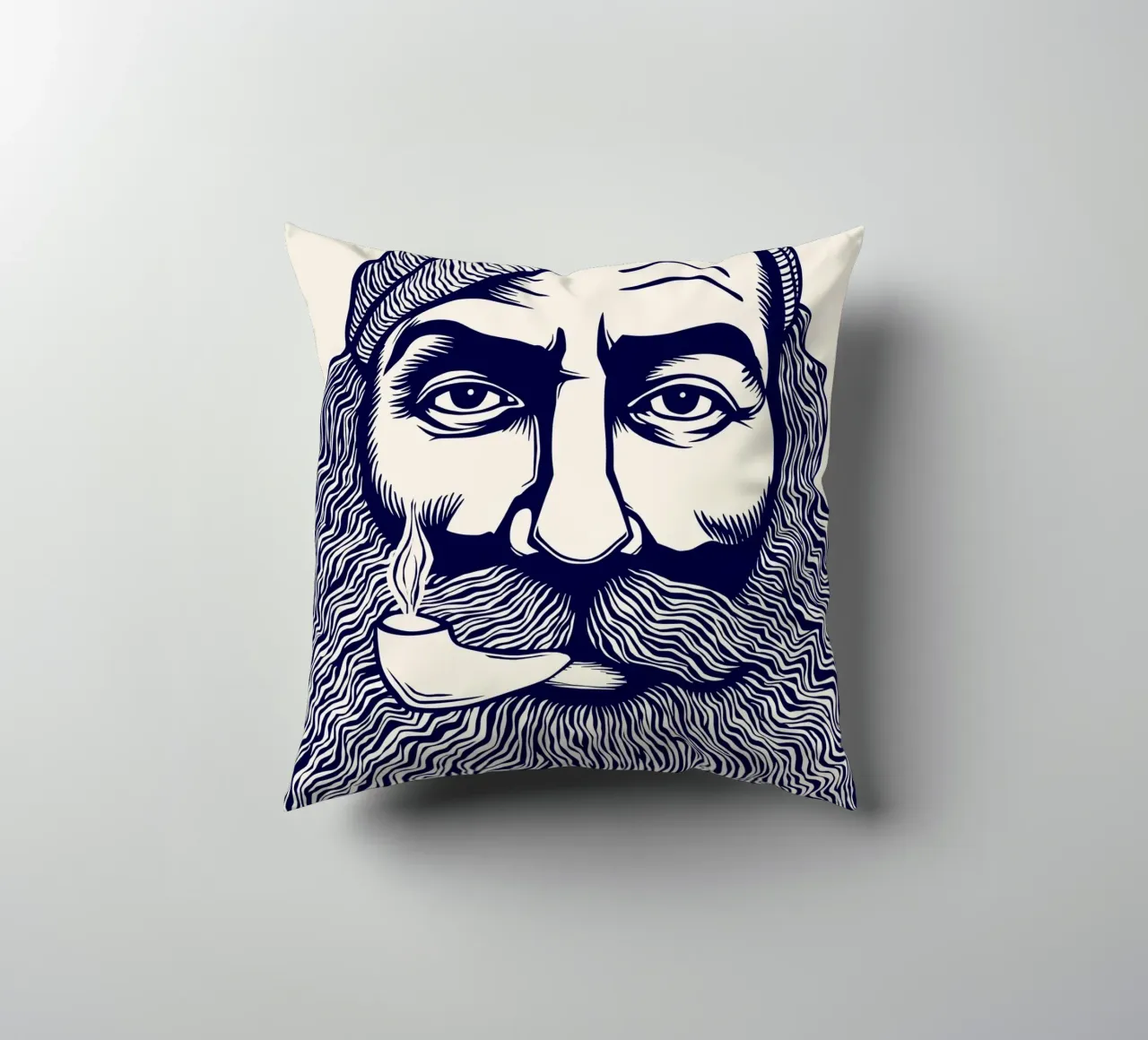 Captain Linocut Print cuscino da Indigo Rain