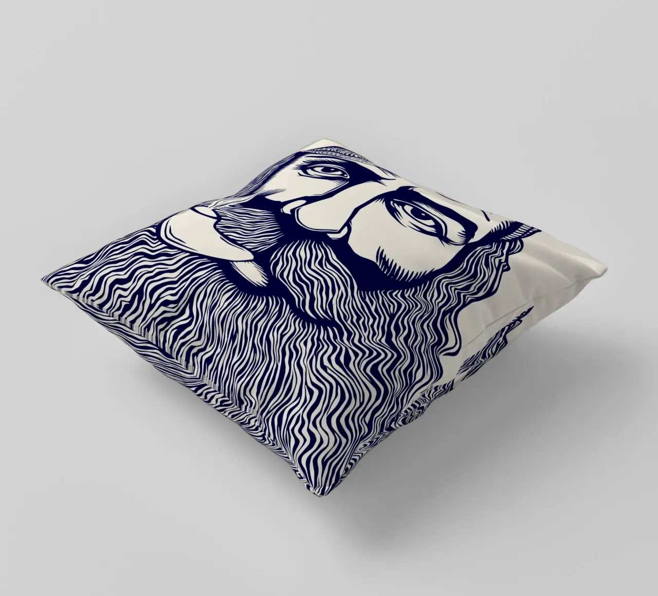Captain Linocut Print cuscino da Indigo Rain