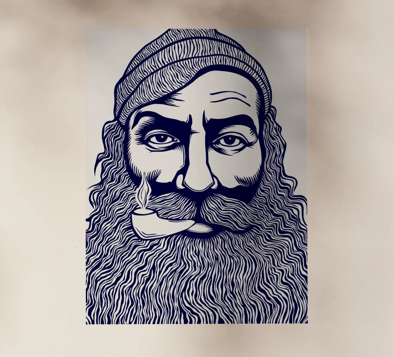 Captain Linocut Print pellicola backlit da Indigo Rain