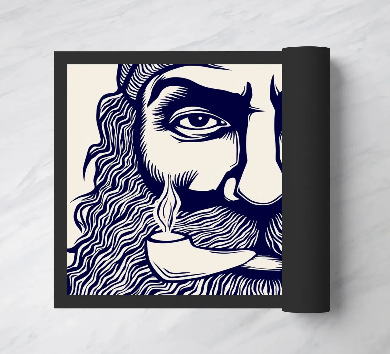 Captain Linocut Print zerbino da Indigo Rain
