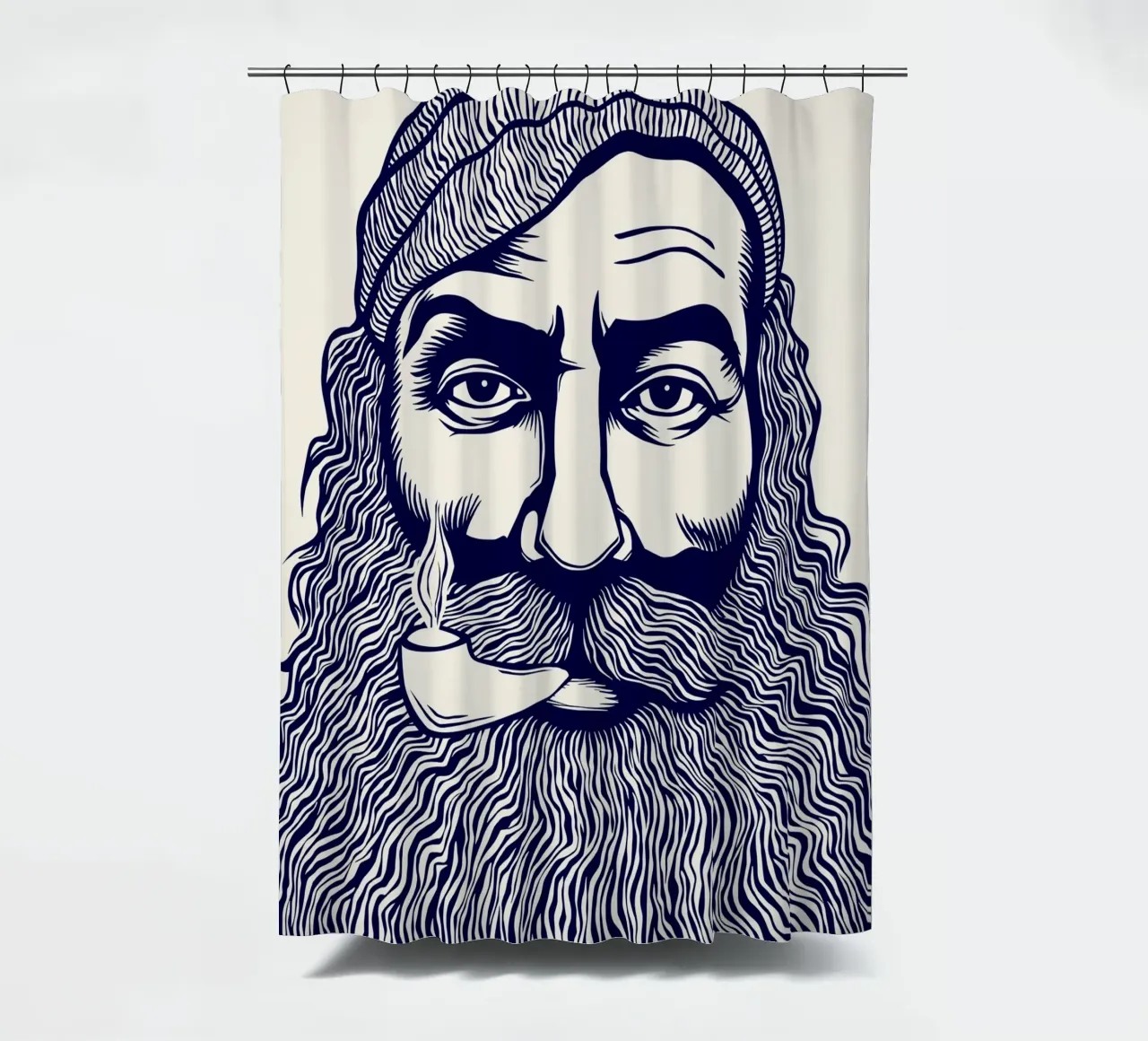 Captain Linocut Print tenda da doccia da Indigo Rain
