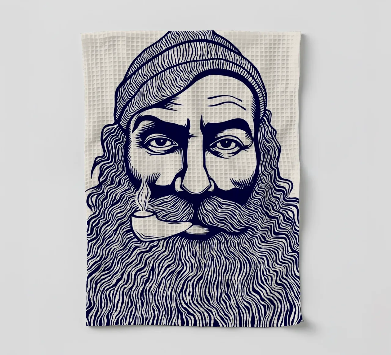 Captain Linocut Print canovaccio da cucina da Indigo Rain