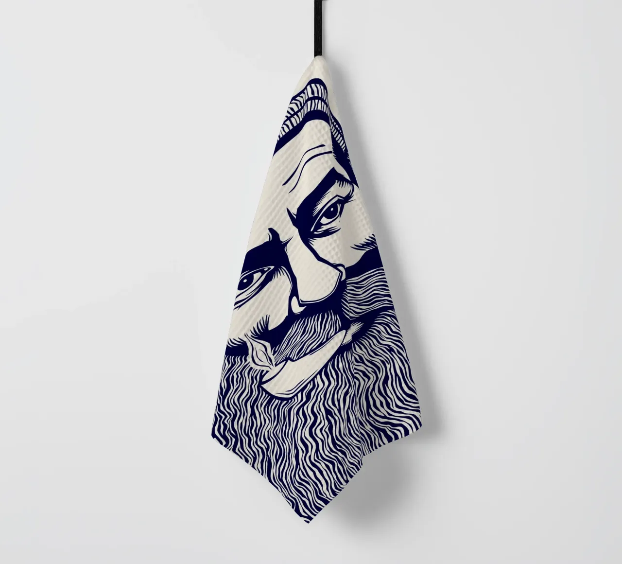Captain Linocut Print canovaccio da cucina da Indigo Rain