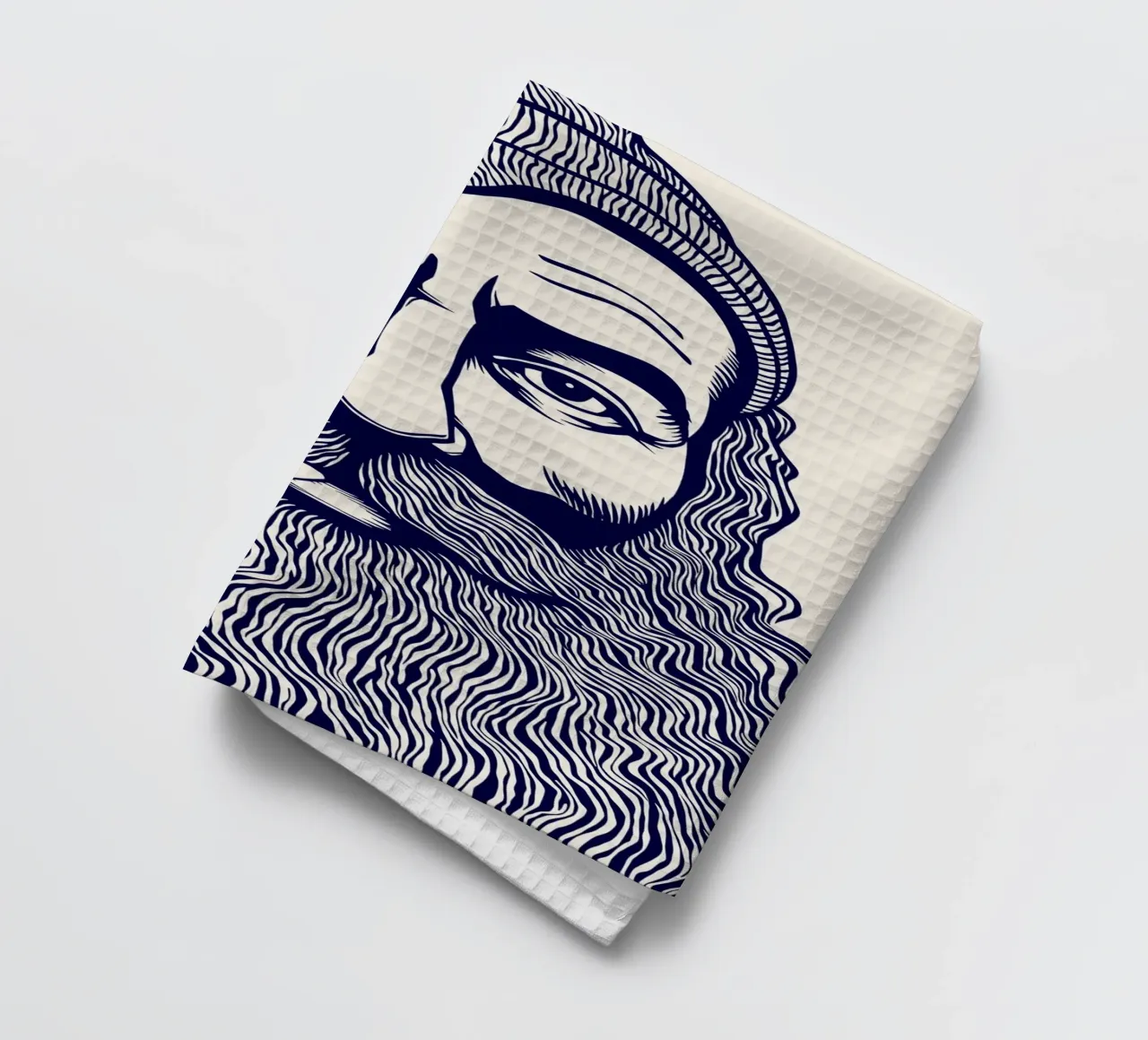 Captain Linocut Print canovaccio da cucina da Indigo Rain