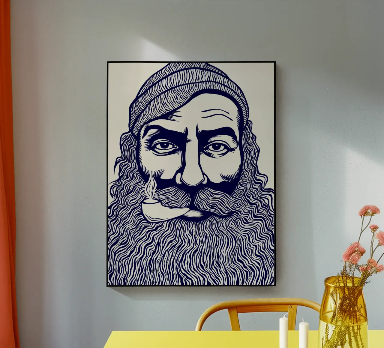 Captain Linocut Print plexiglass da Indigo Rain