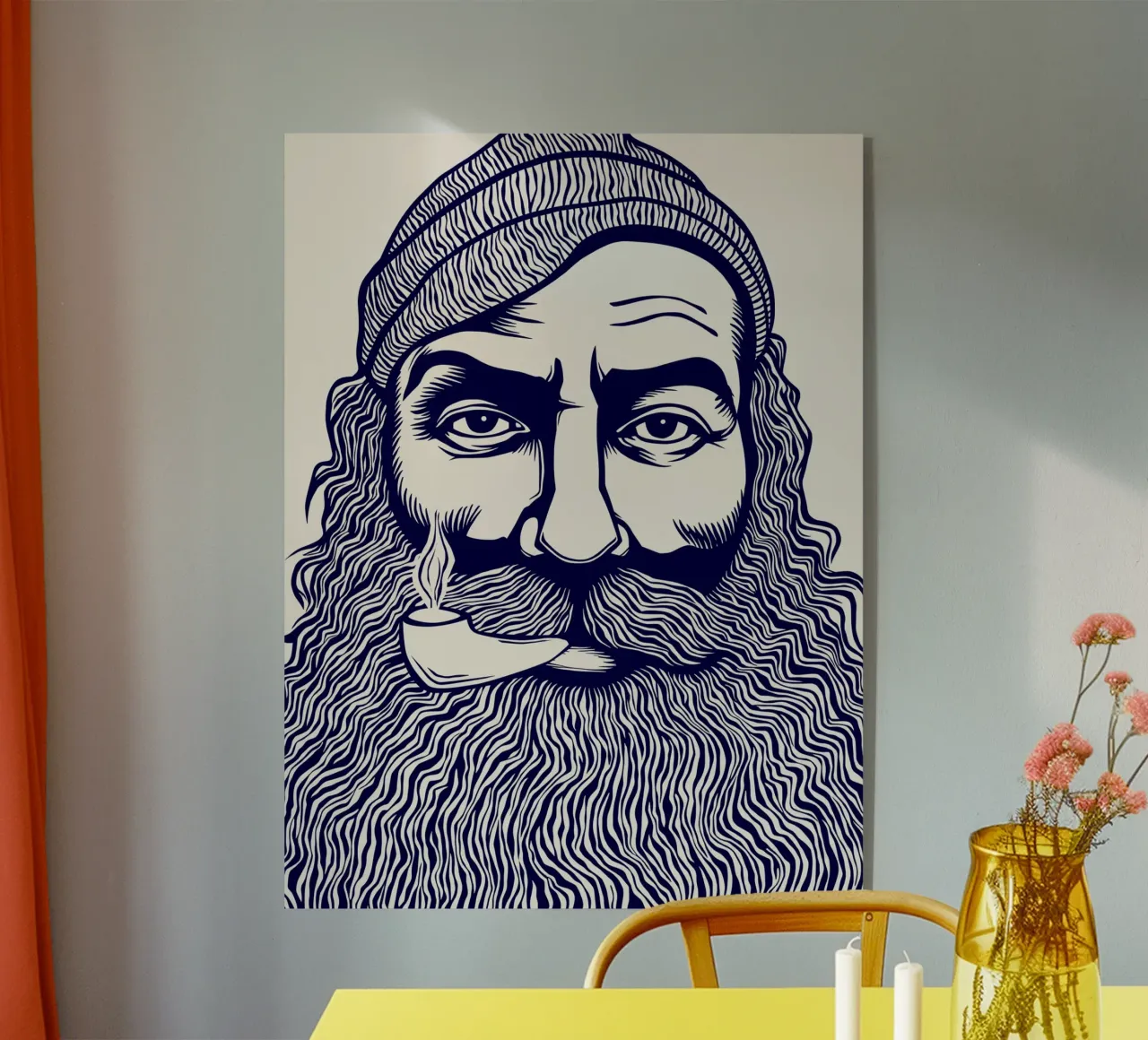 Captain Linocut Print plexiglass da Indigo Rain