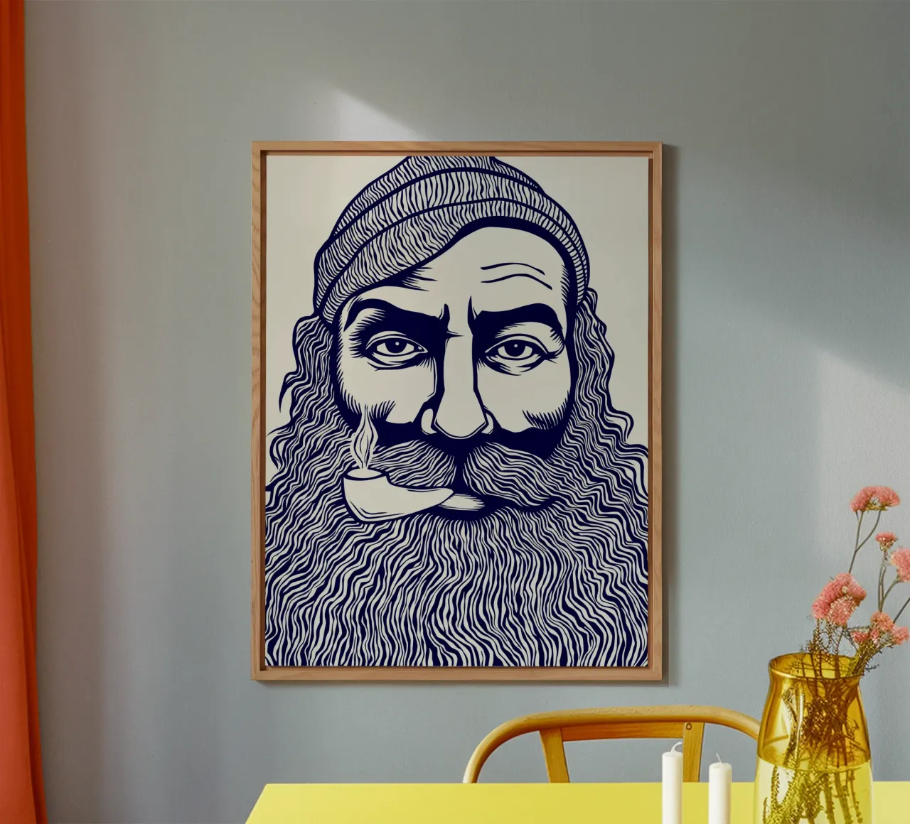 Captain Linocut Print alluminio dibond da Indigo Rain
