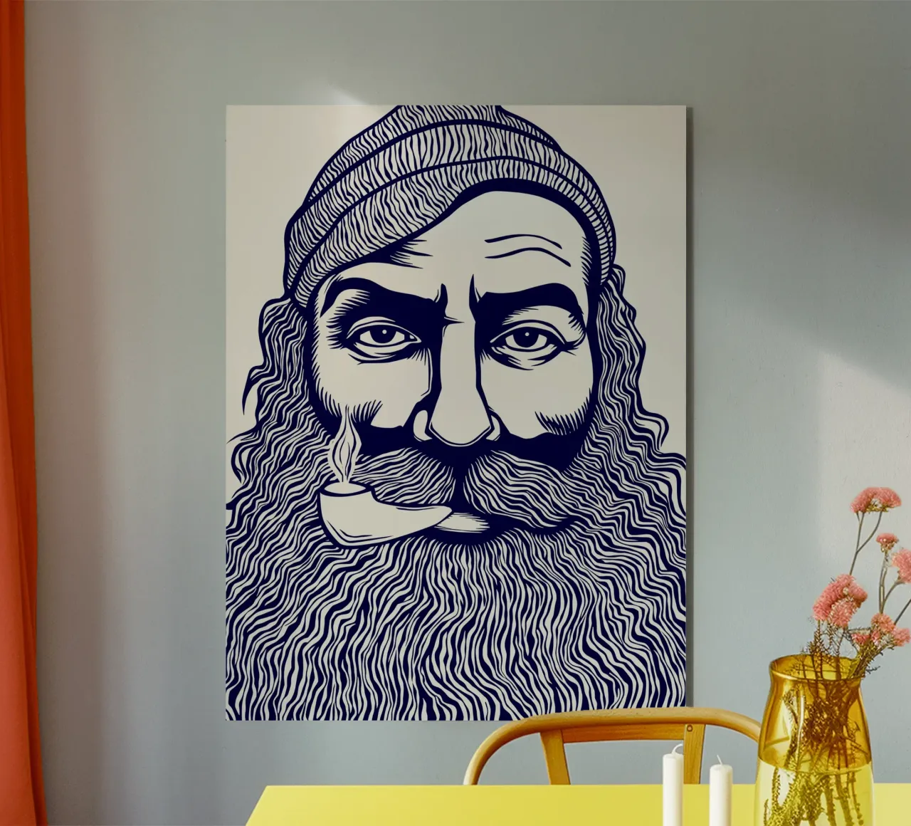 Captain Linocut Print alluminio dibond da Indigo Rain