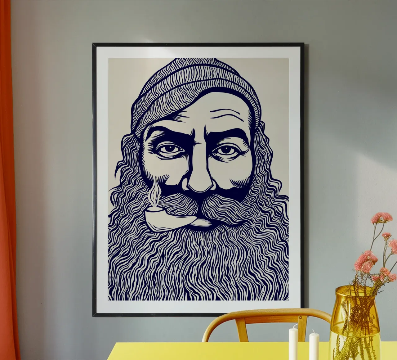 Captain Linocut Print poster da Indigo Rain