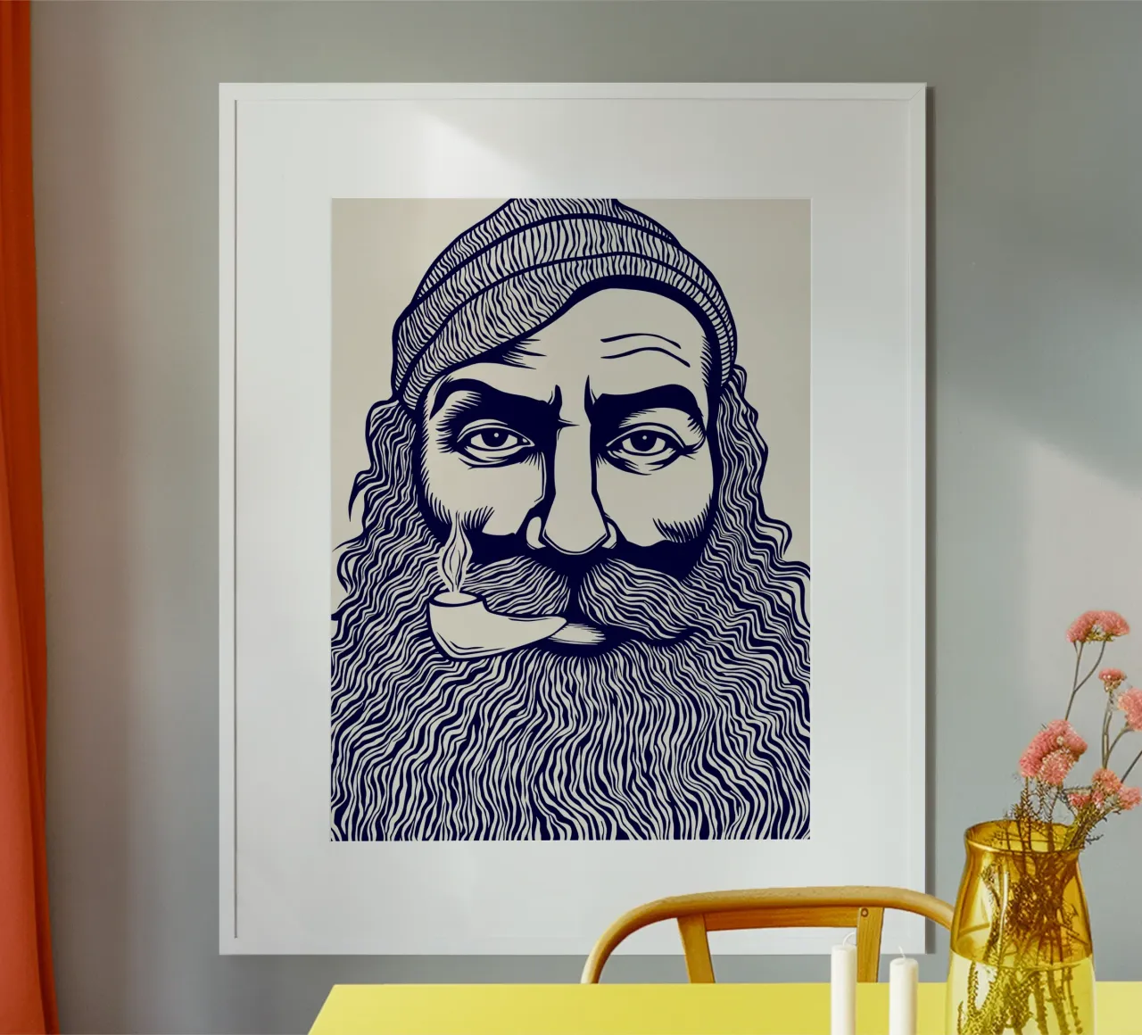 Captain Linocut Print poster da Indigo Rain