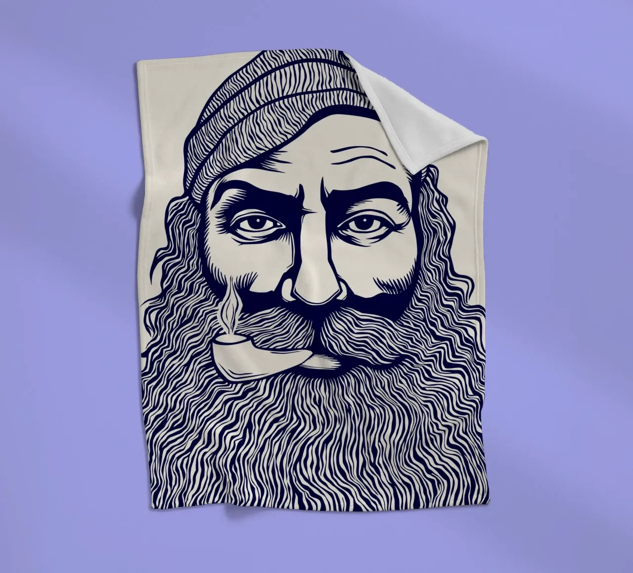 Captain Linocut Print coperta in pile da Indigo Rain