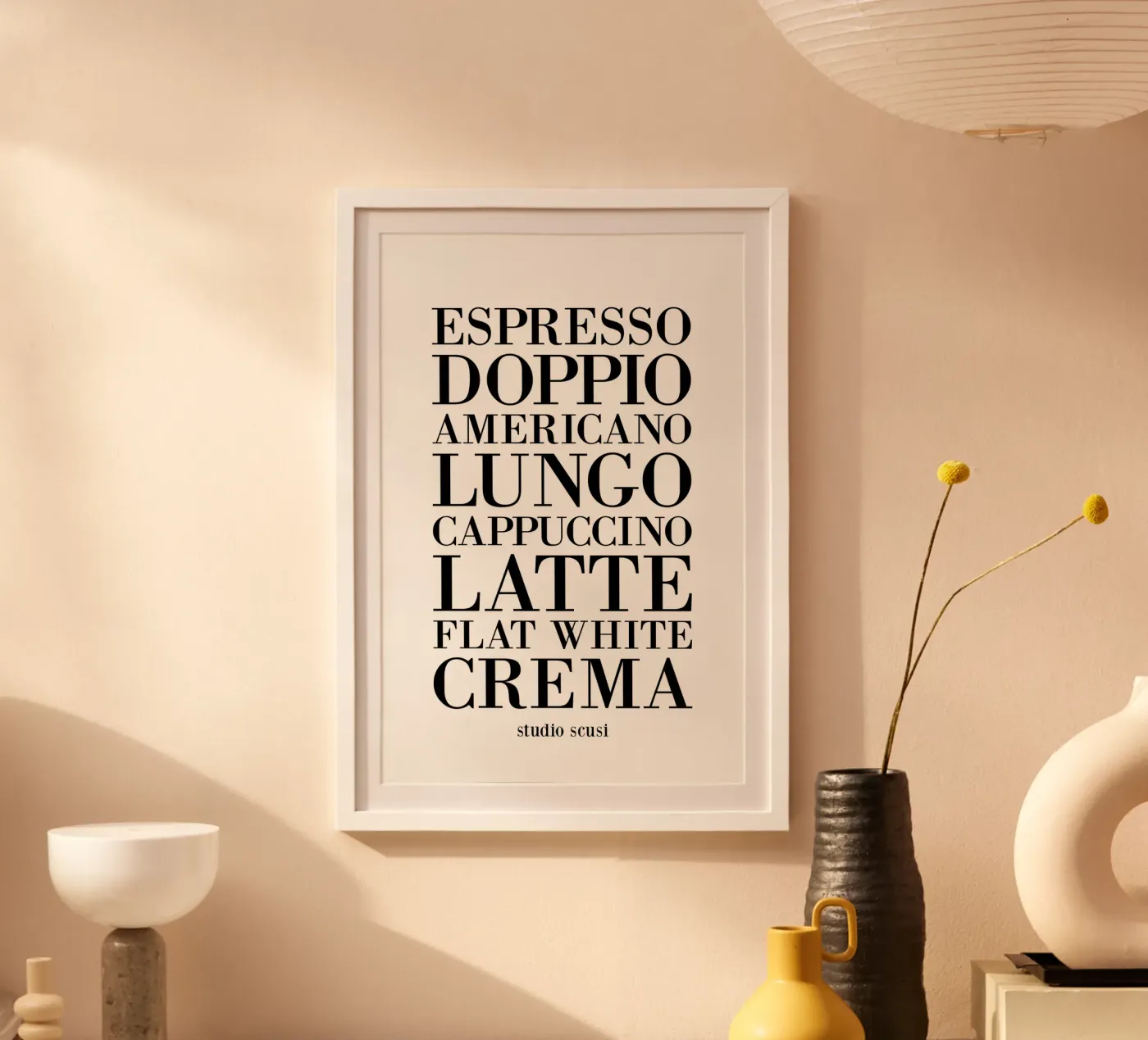 Coffee Types - Espresso Cappuccino Latte Crema Flat White Poster von studio scusi