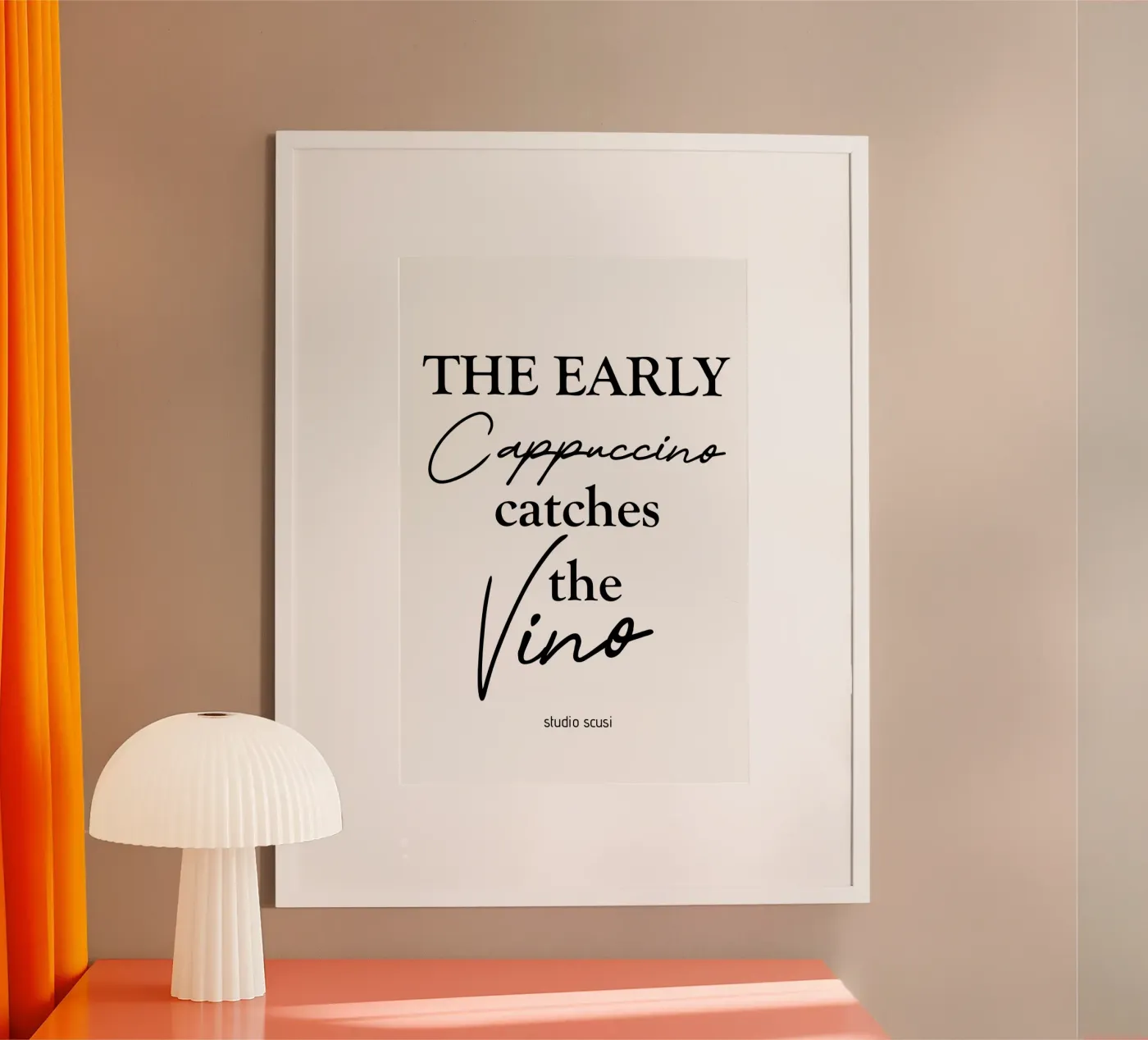 The Early Cappuccino Catches The Vino poster da studio scusi