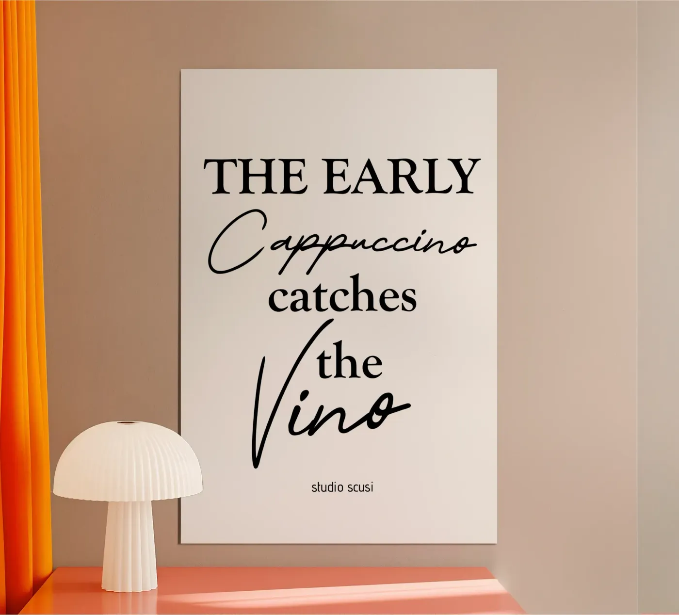 The Early Cappuccino Catches The Vino poster da studio scusi