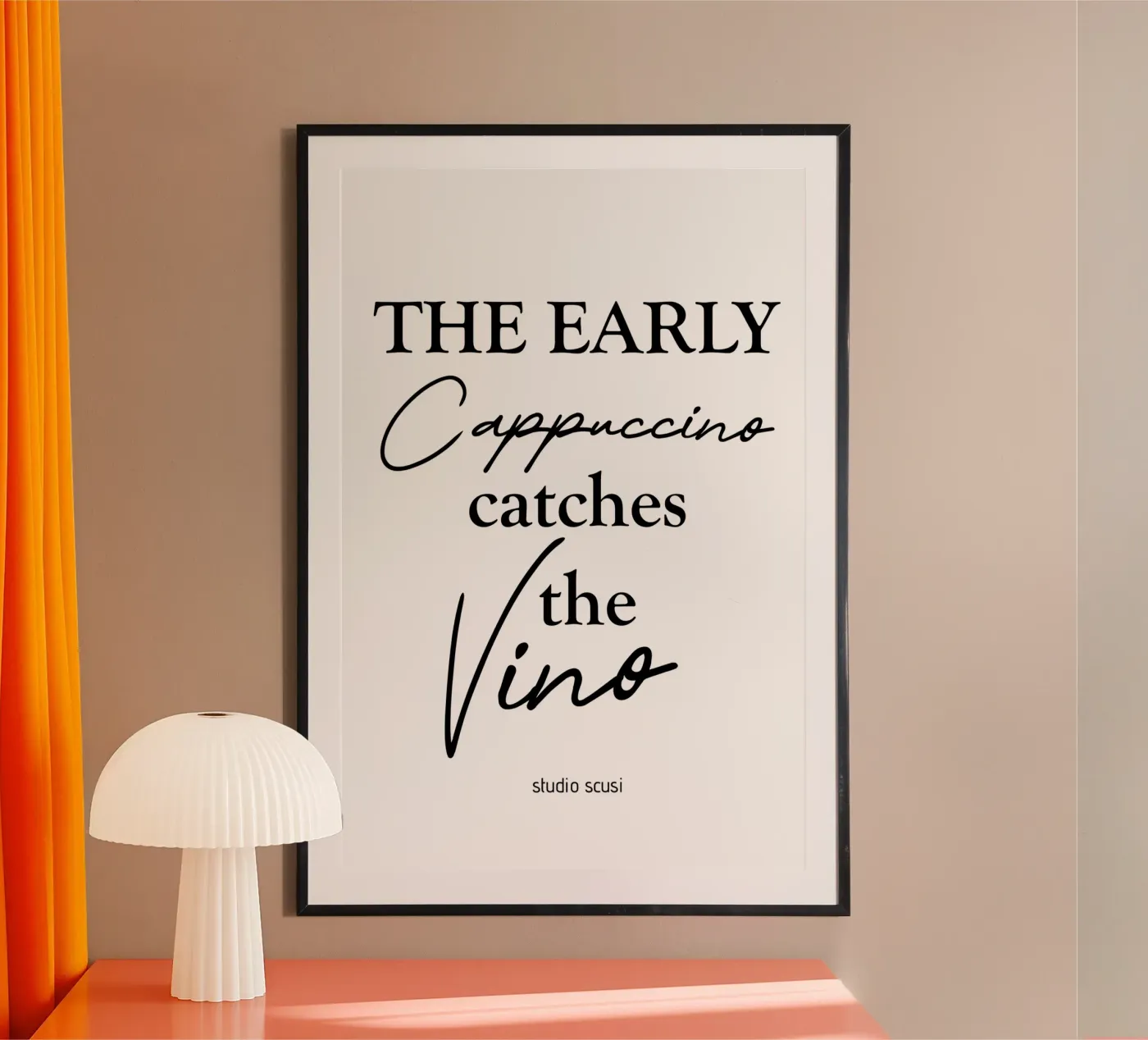 The Early Cappuccino Catches The Vino poster da studio scusi