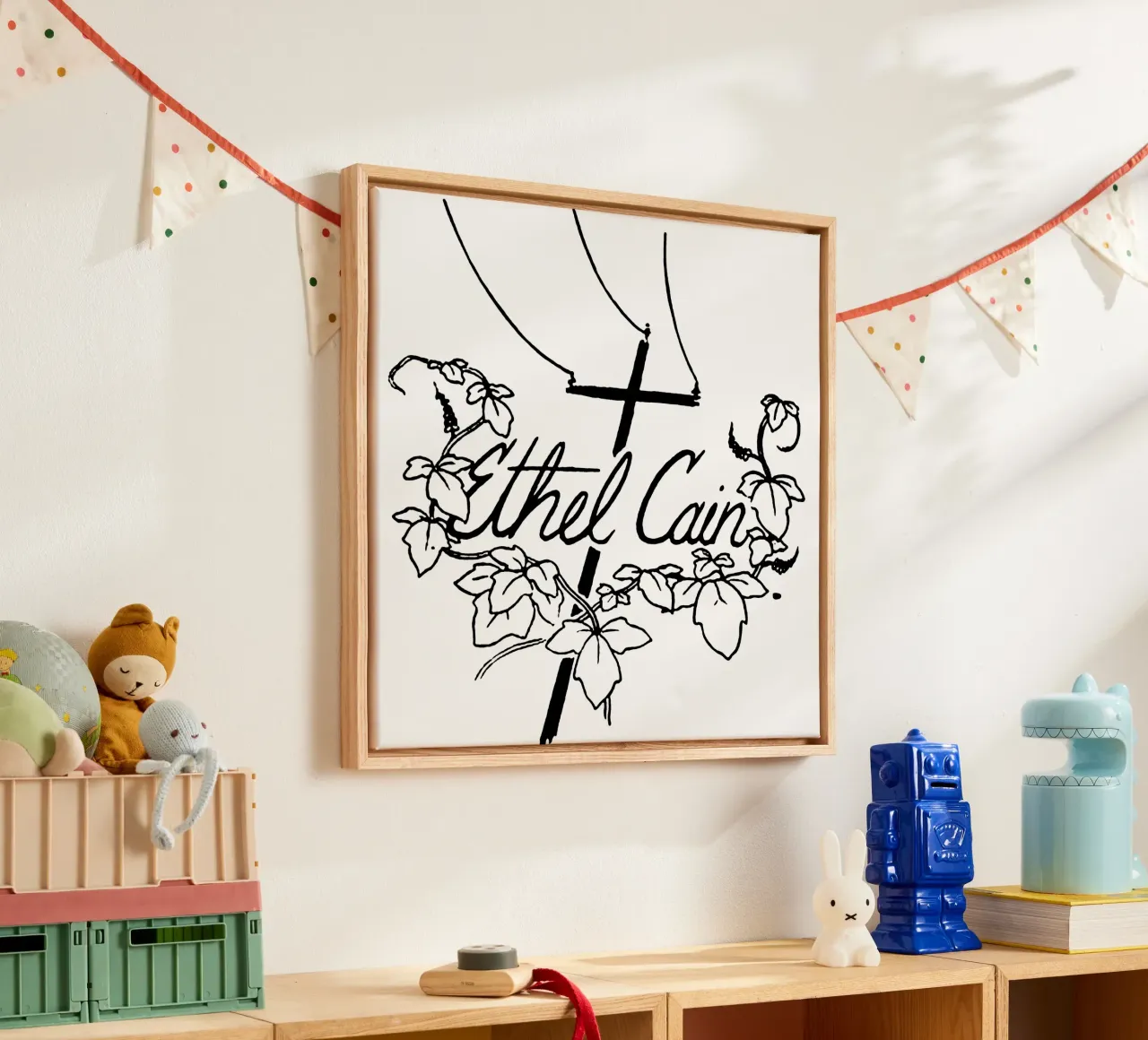 Ethel Cain Flower Black canvas with Floater frame by sophielouise.designs