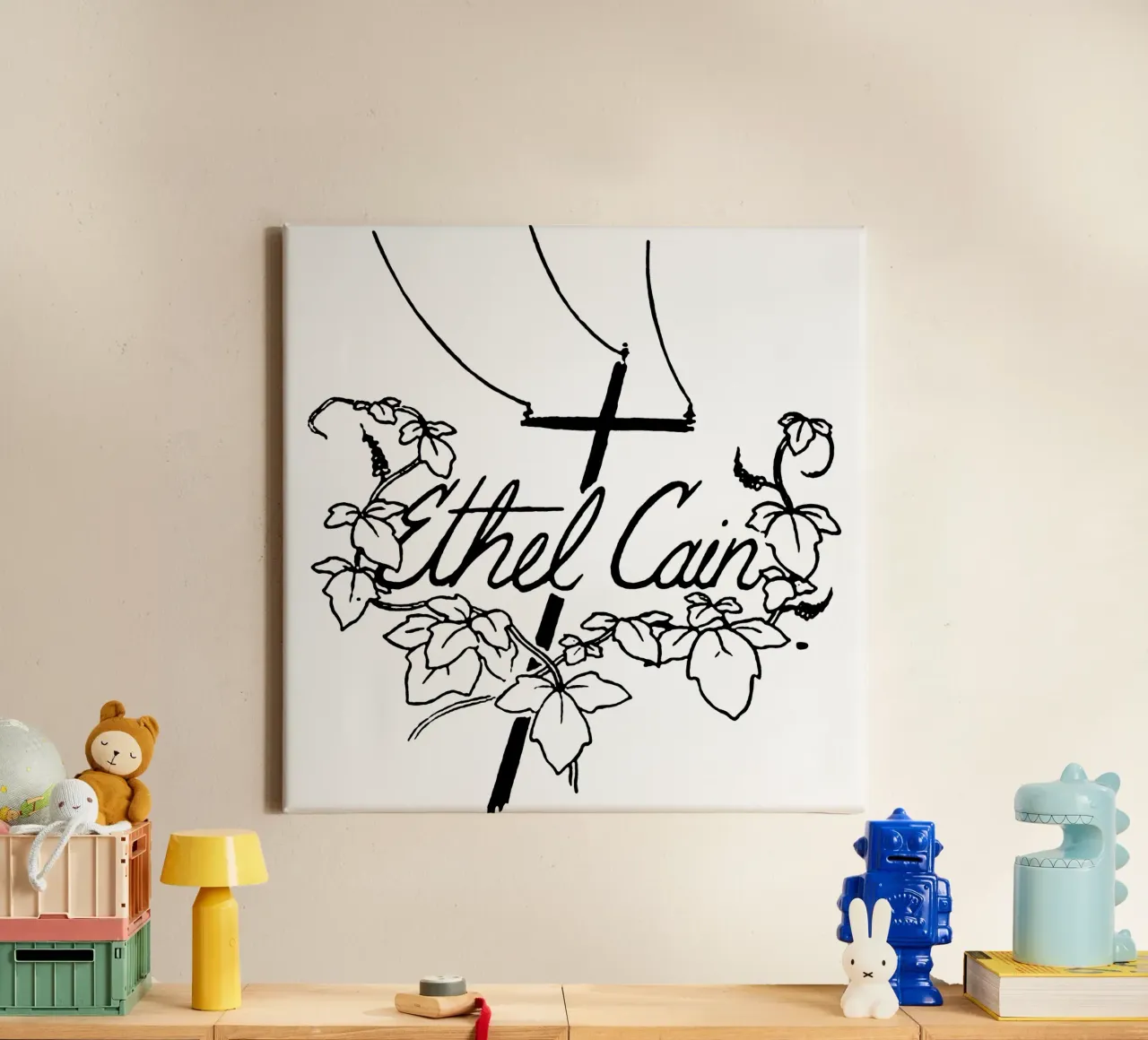 Ethel Cain Flower Black canvas with Floater frame by sophielouise.designs