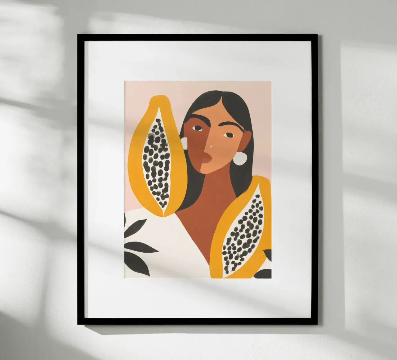 Papaya dea della modernità | Femminilità tropicale poster con telaio in plastica da Autofocus