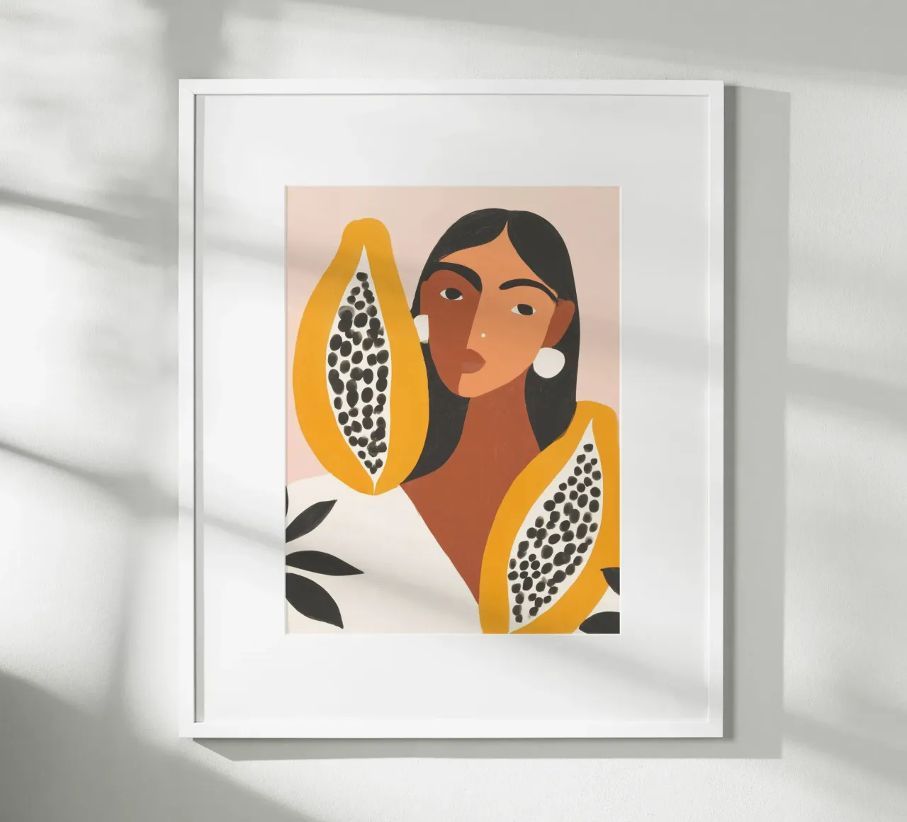 Papaya dea della modernità | Femminilità tropicale poster con telaio in plastica da Autofocus