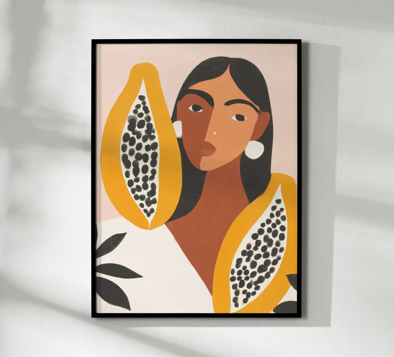 Papaya dea della modernità | Femminilità tropicale poster con telaio in plastica da Autofocus
