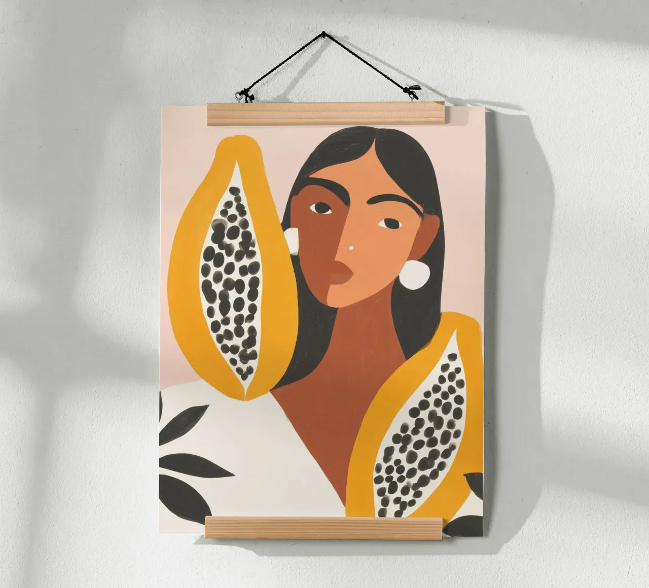 Papaya dea della modernità | Femminilità tropicale poster con telaio in plastica da Autofocus