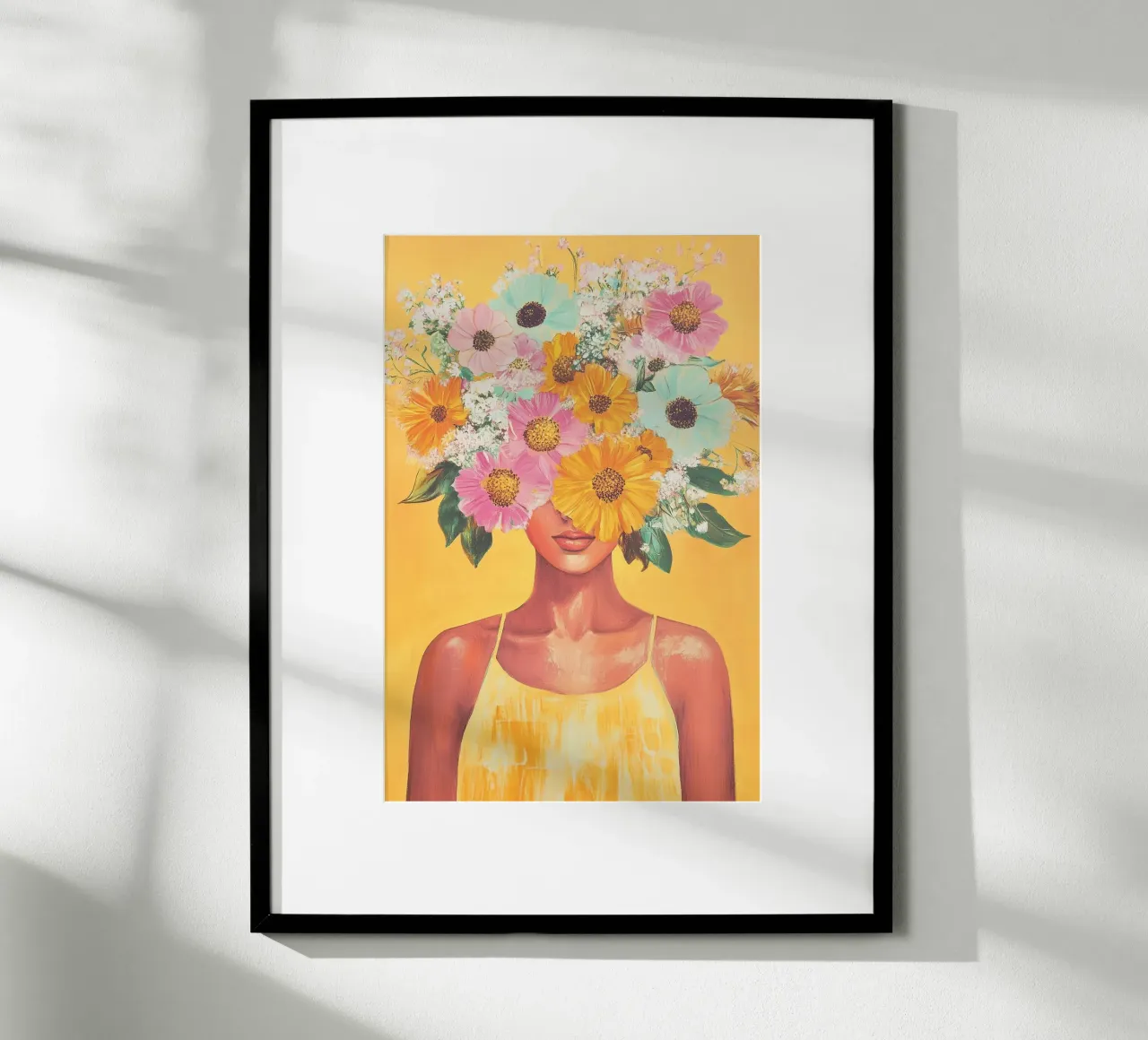 Magia femminile del fiore giallo poster con telaio in plastica da Carinaprint
