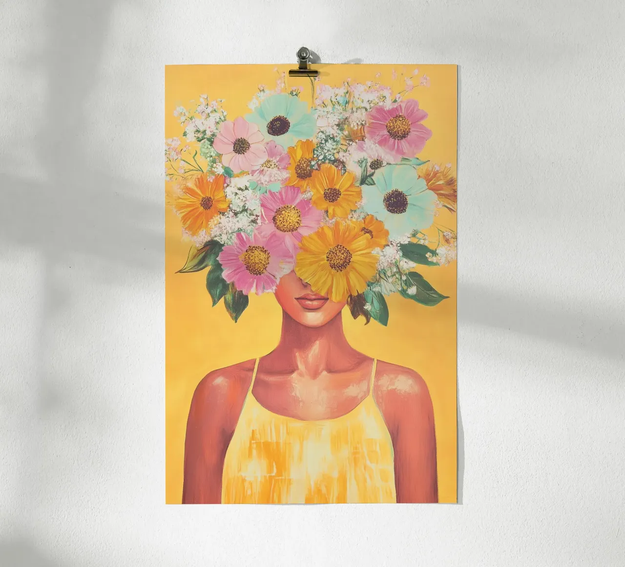 Magia femminile del fiore giallo poster con telaio in plastica da Carinaprint