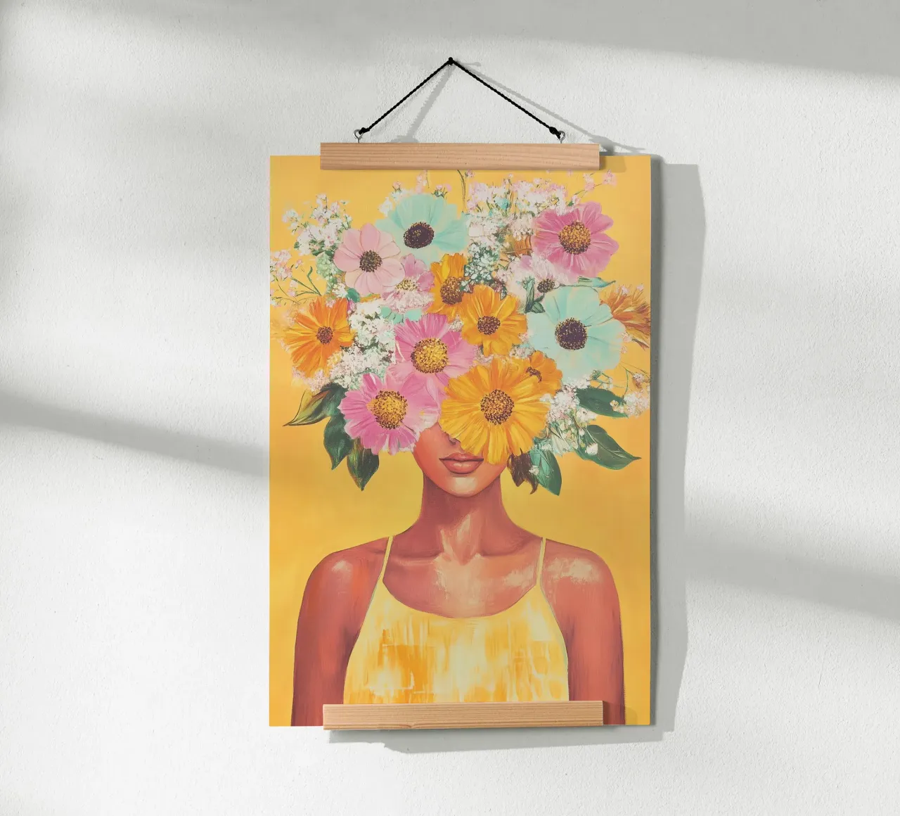 Magia femminile del fiore giallo poster con telaio in plastica da Carinaprint