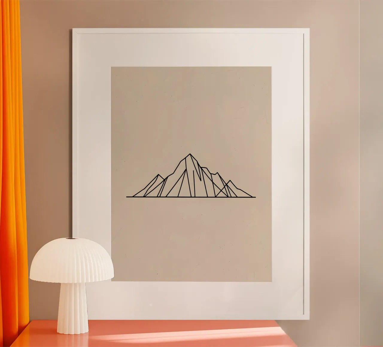 Line Art Mountain poster con telaio in legno da The Green Room