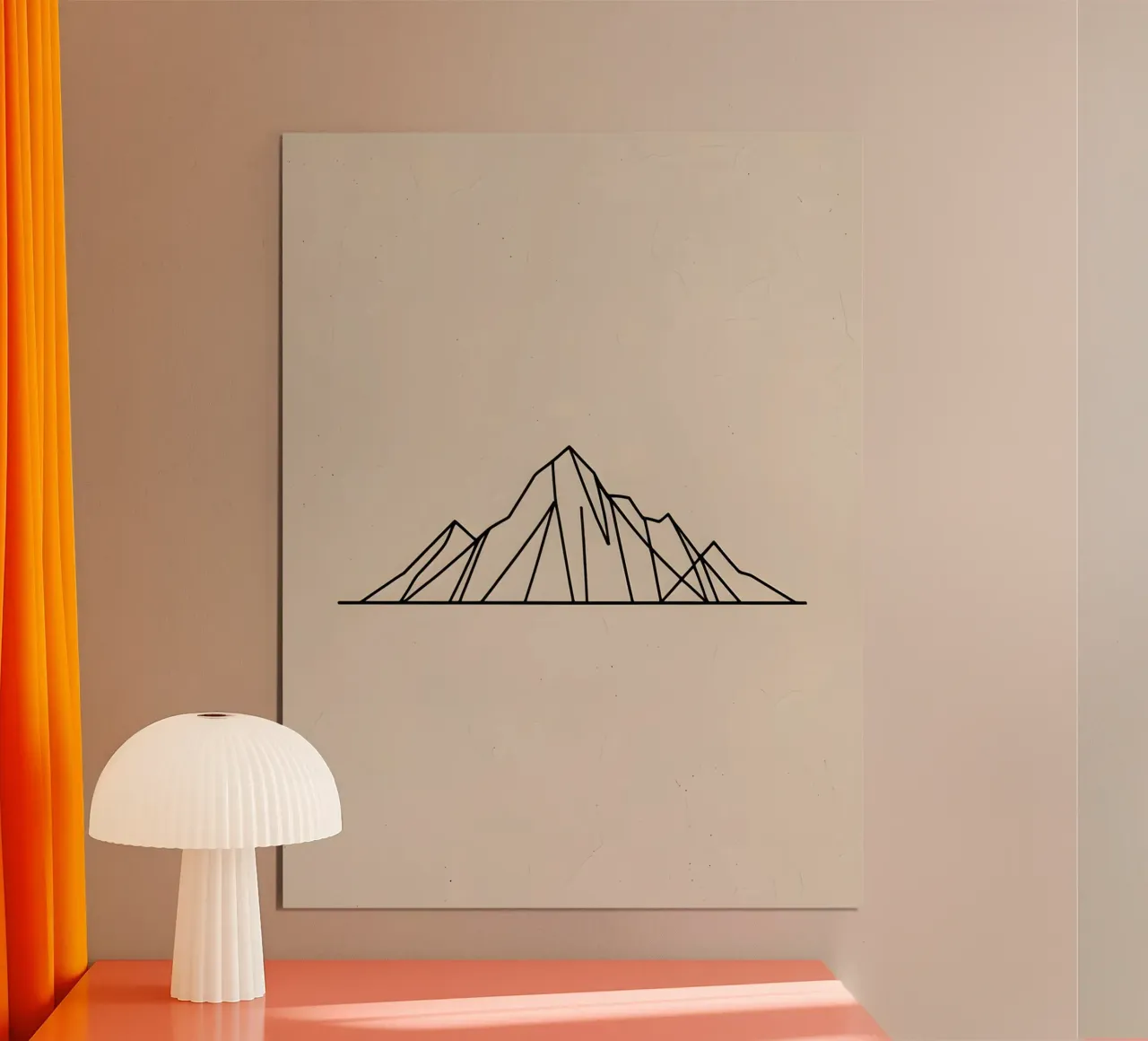 Line Art Mountain poster con telaio in legno da The Green Room