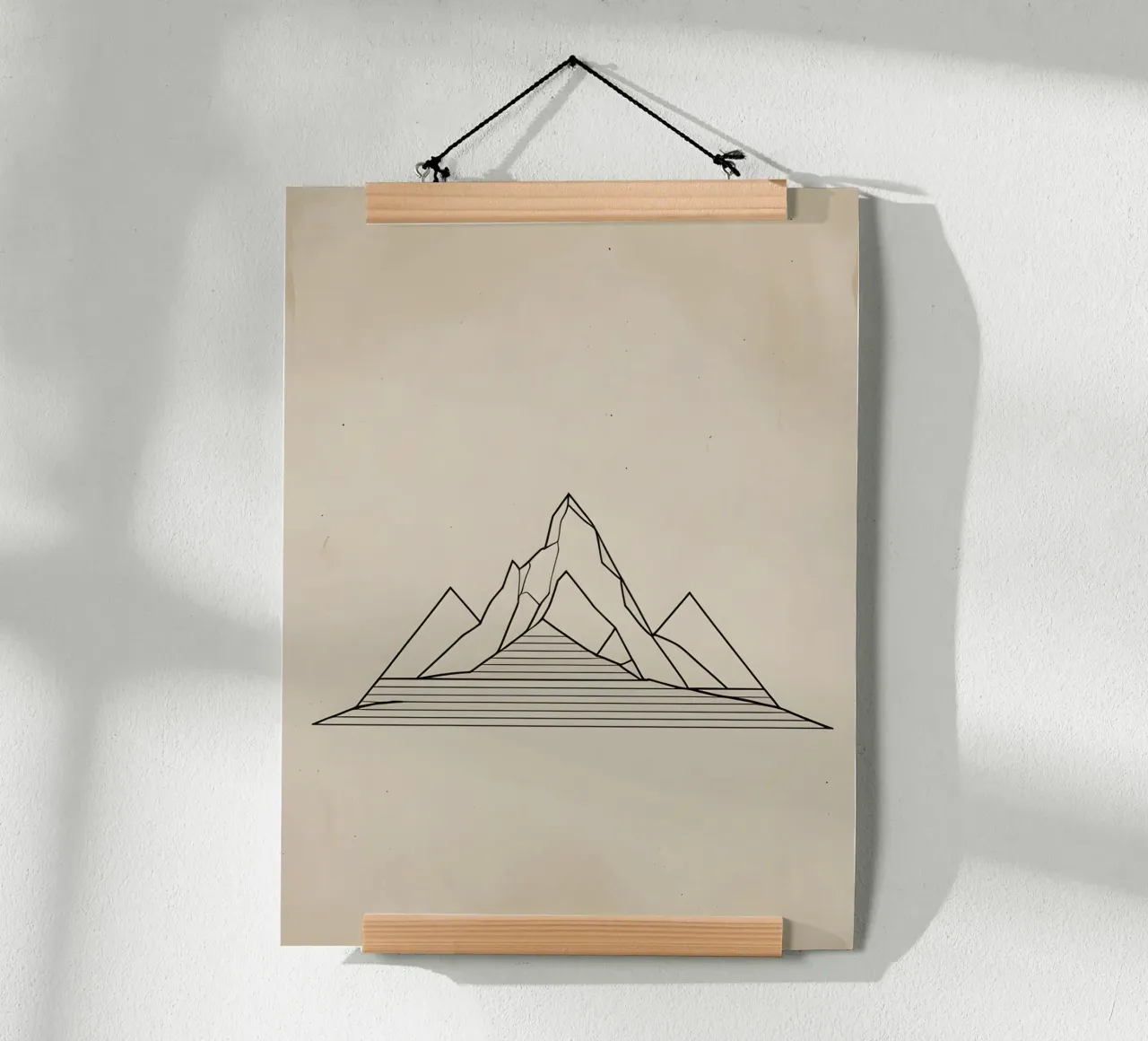 Line Art Mountain poster con telaio in legno da The Green Room