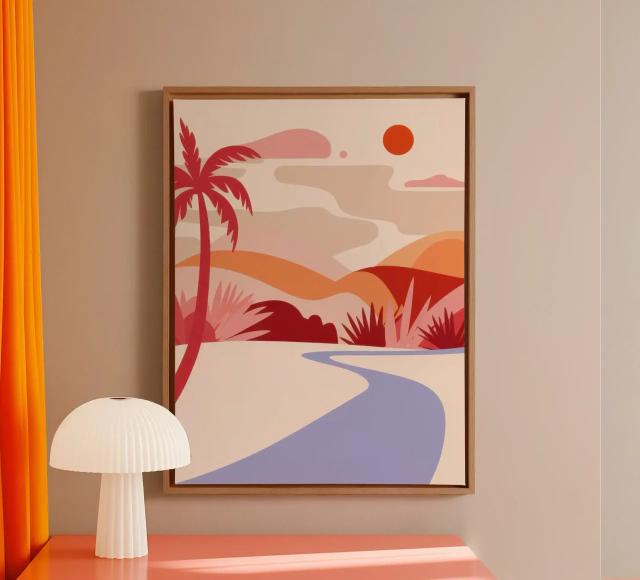 Winding Desert Path canvas with Floater frame by Echo Saber